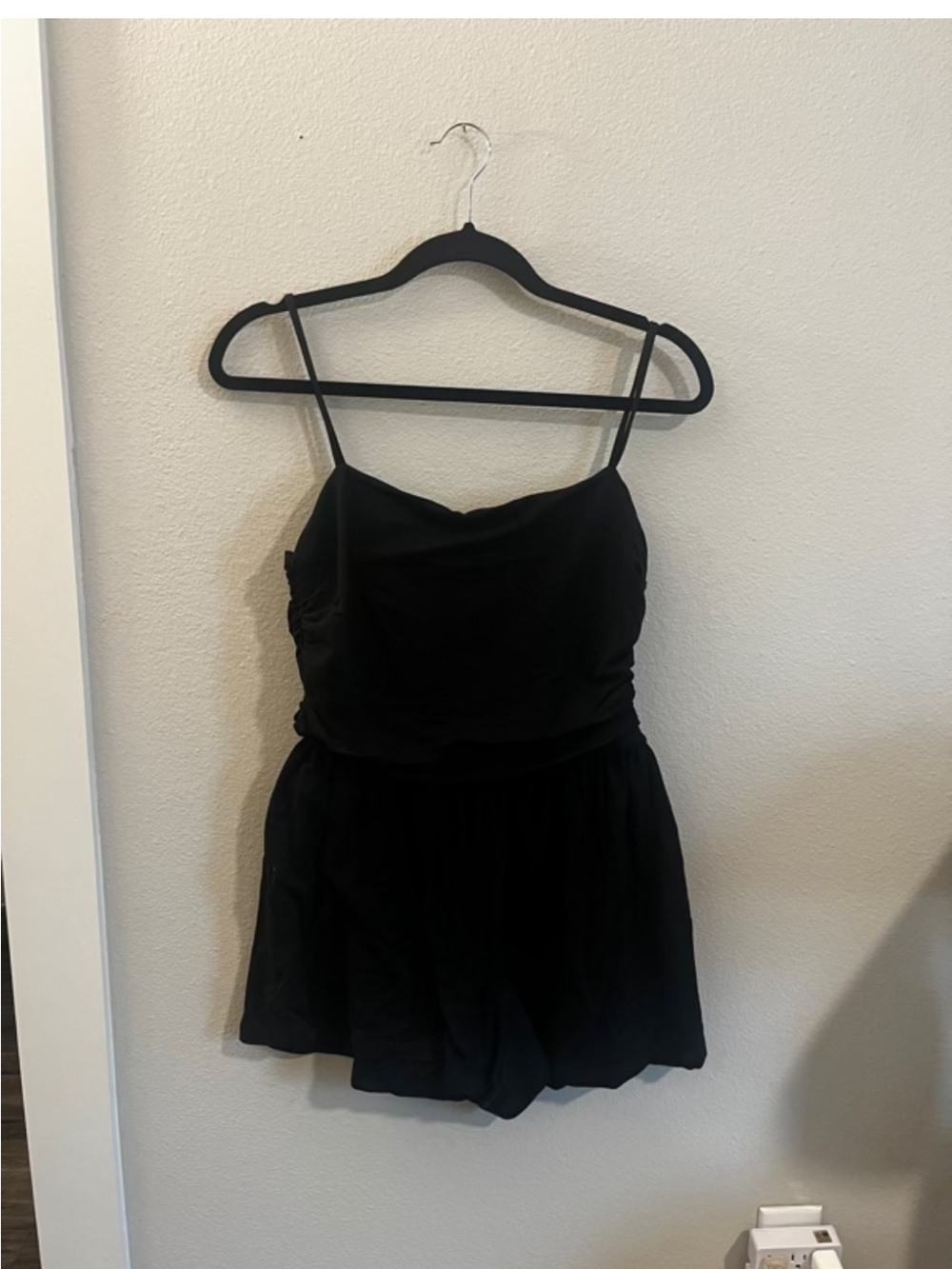 Susana Monaco Black Ruched Romper Size L